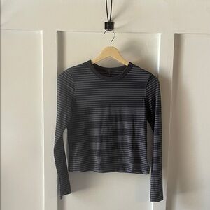 lululemon athletica Gray and Lavender Striped Long Sleeve Top